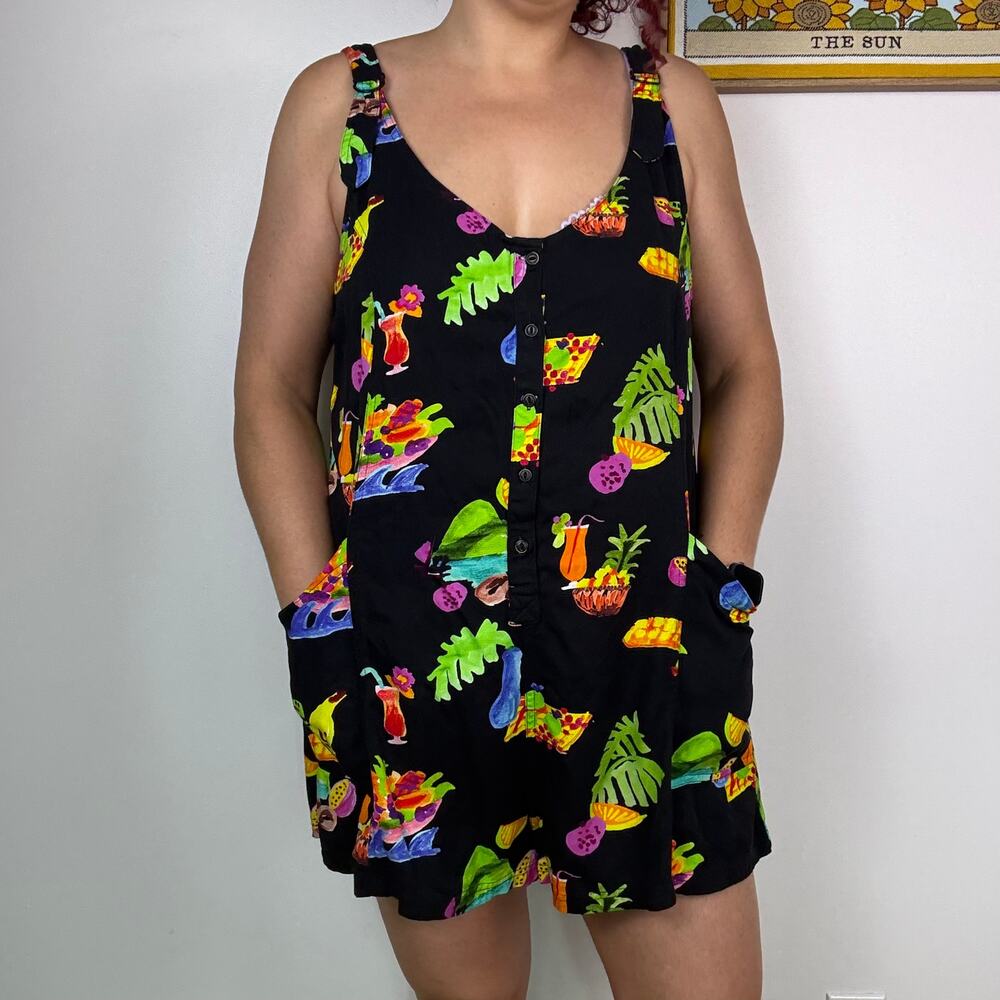 Roark Open Roads Open minds tropical drink print romper size XL